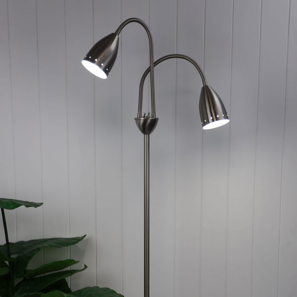 STAN Twin Flexible Neck Lamp Brushed Chrome Oriel Lighting