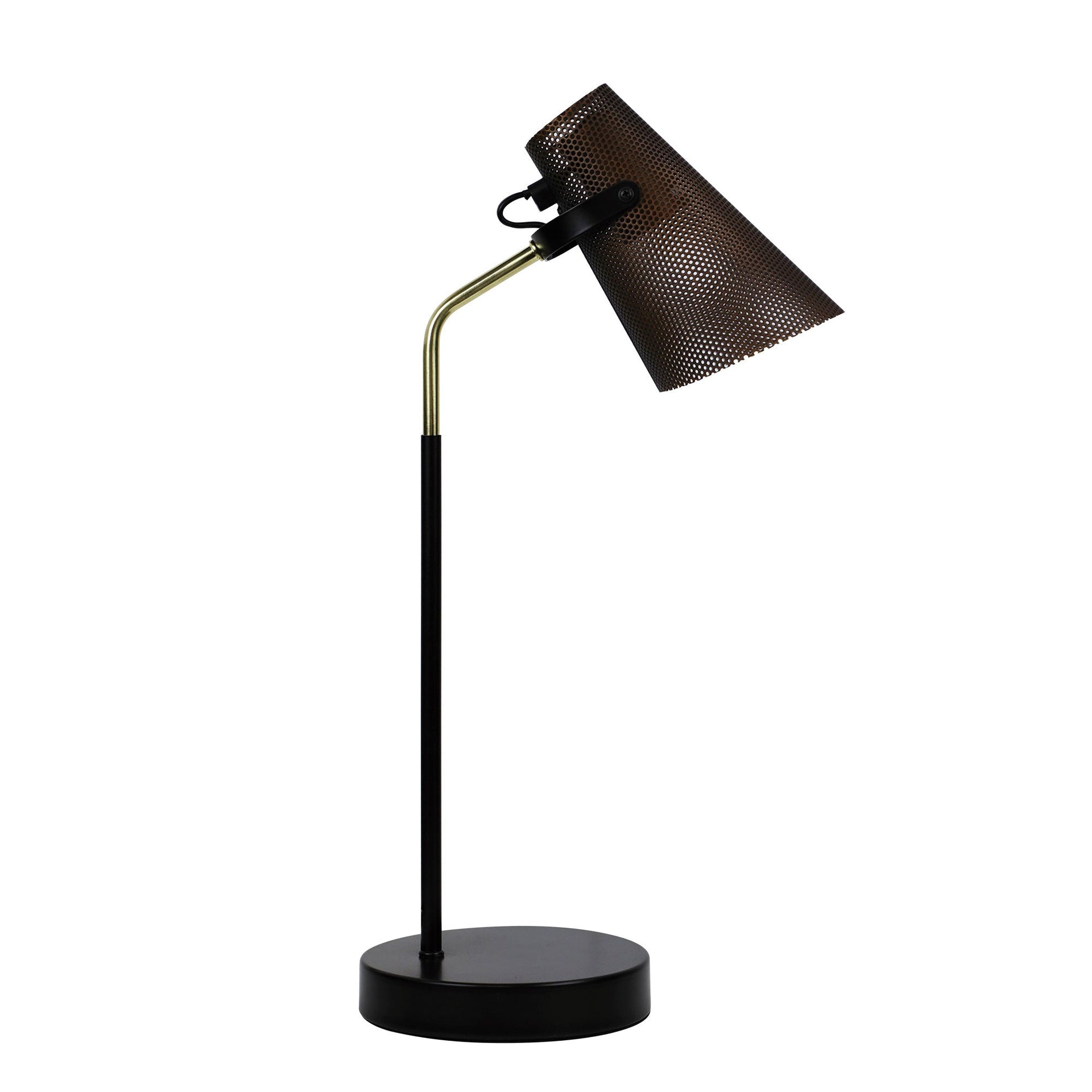 PERFO DESK LAMP BLACK & BRASS DESK LAMP Oriel Lighting