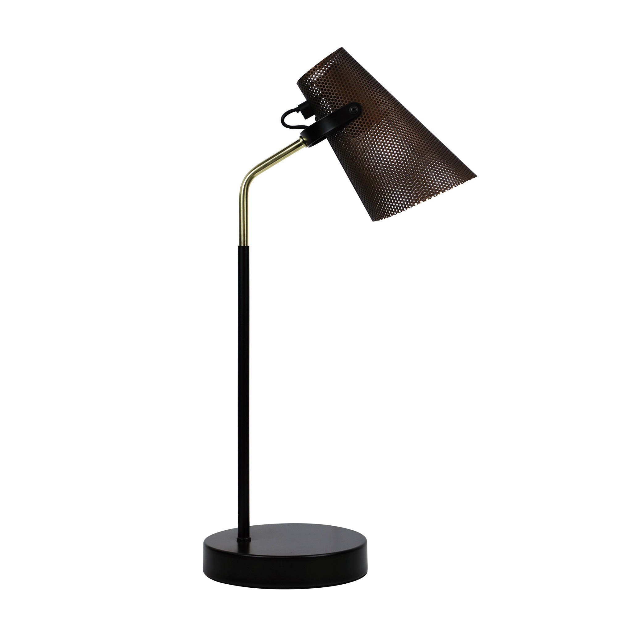 PERFO DESK LAMP BLACK & BRASS DESK LAMP Oriel Lighting