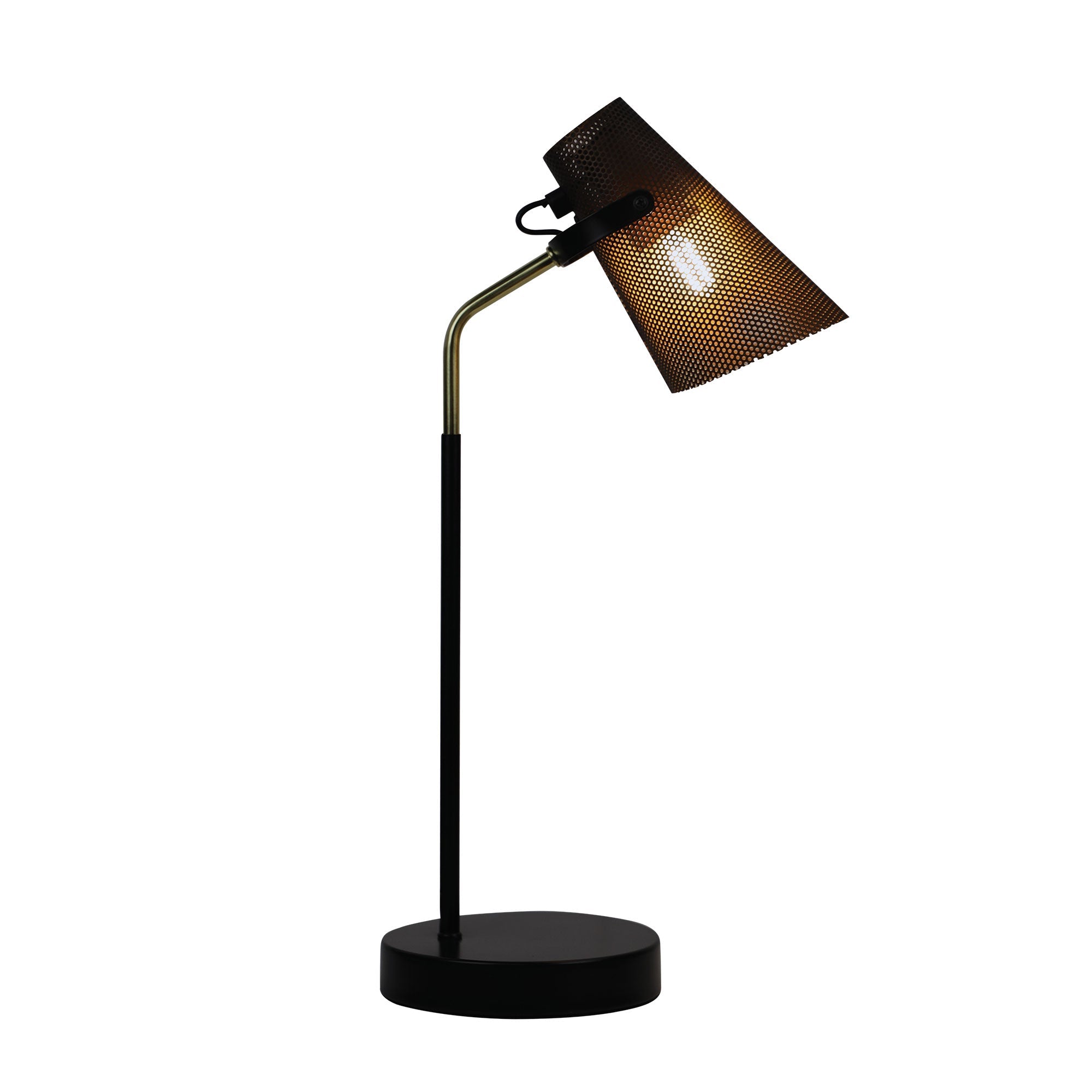 PERFO DESK LAMP BLACK & BRASS DESK LAMP Oriel Lighting