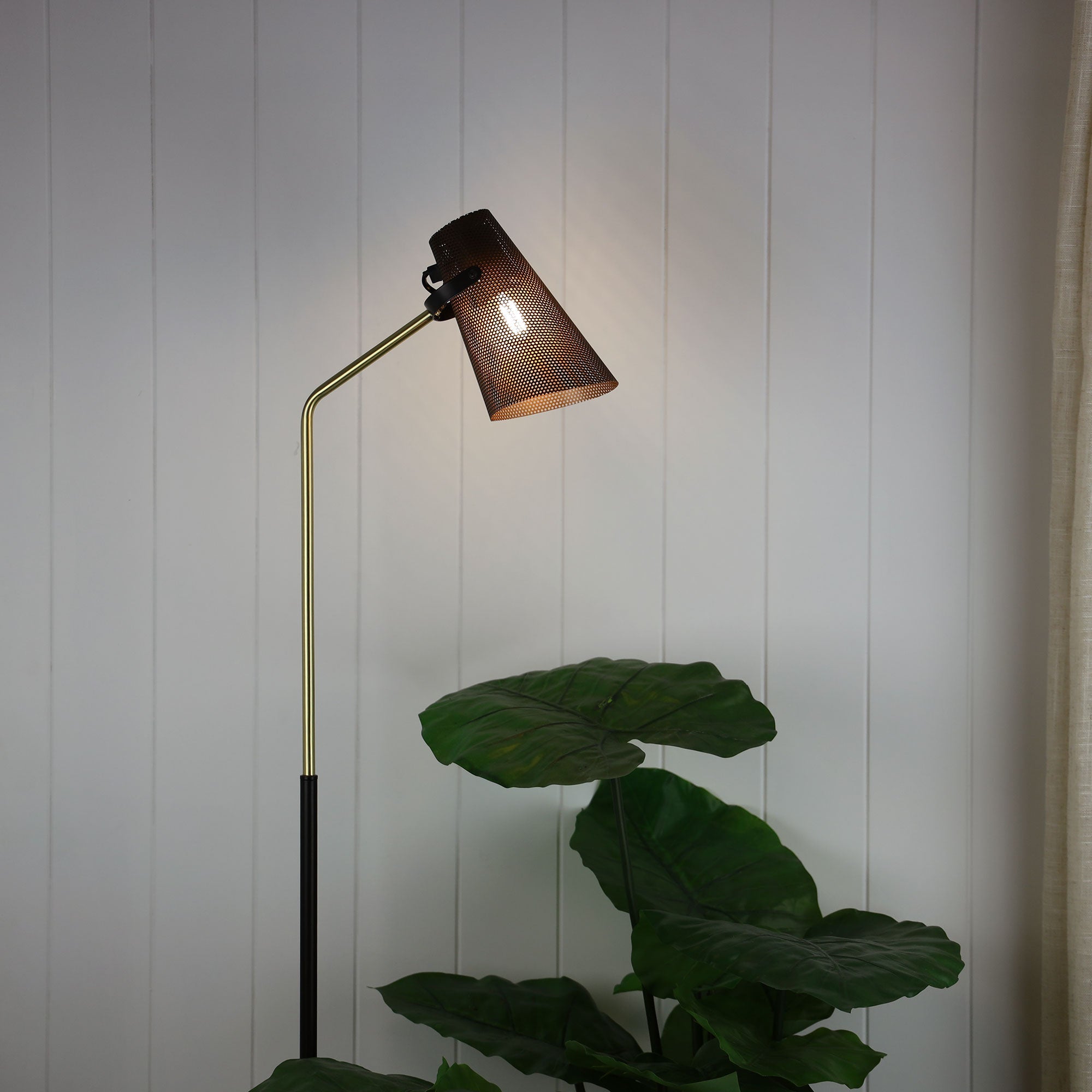 PERFO FLOOR LAMP BLACK & BRASS FLOOR LAMP Oriel Lighting