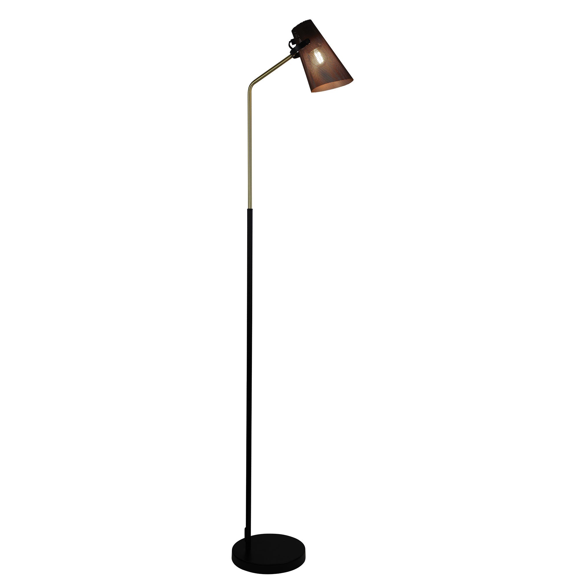 PERFO FLOOR LAMP BLACK & BRASS FLOOR LAMP Oriel Lighting