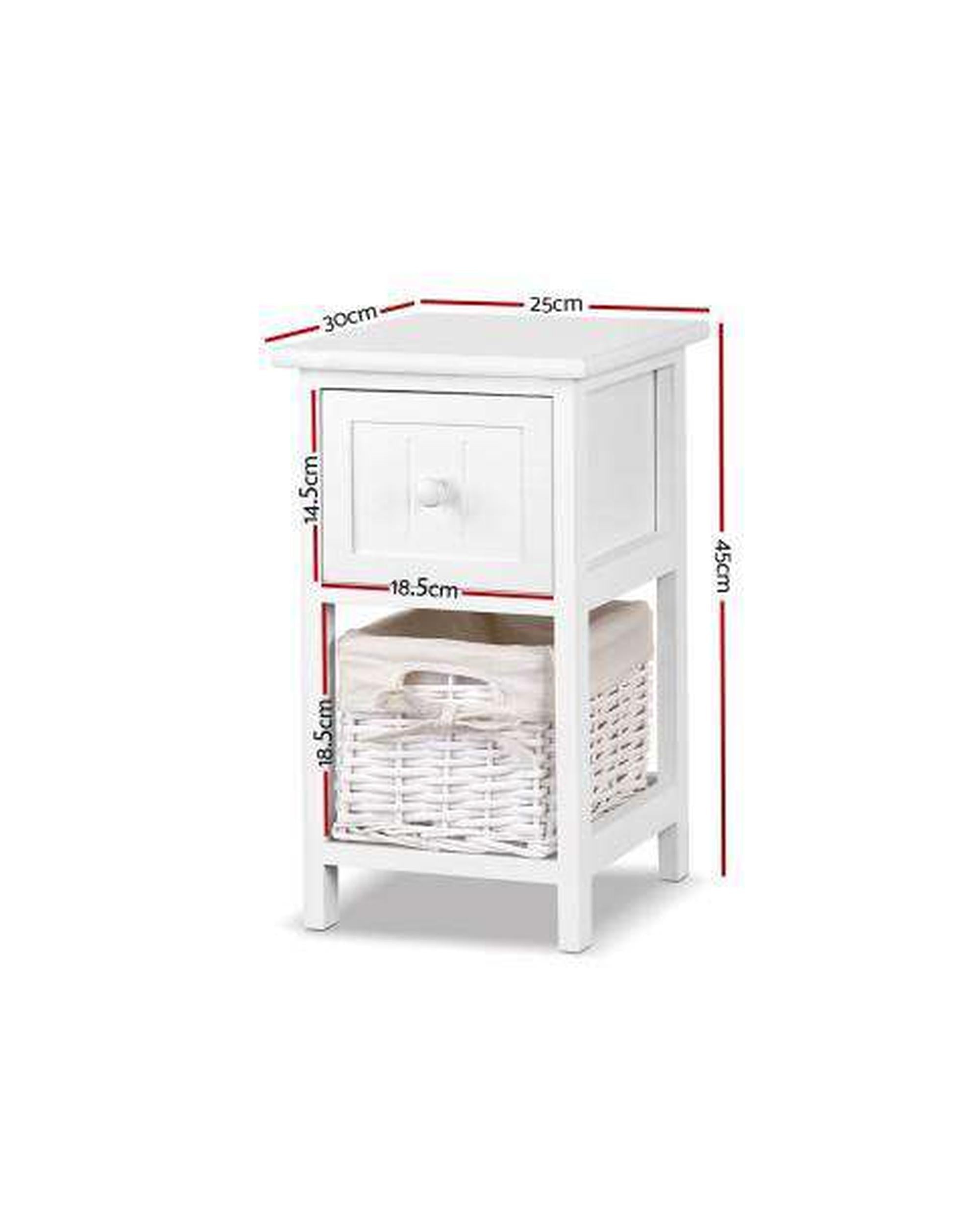Twin Pack Budget Bedside Table - White Artiss