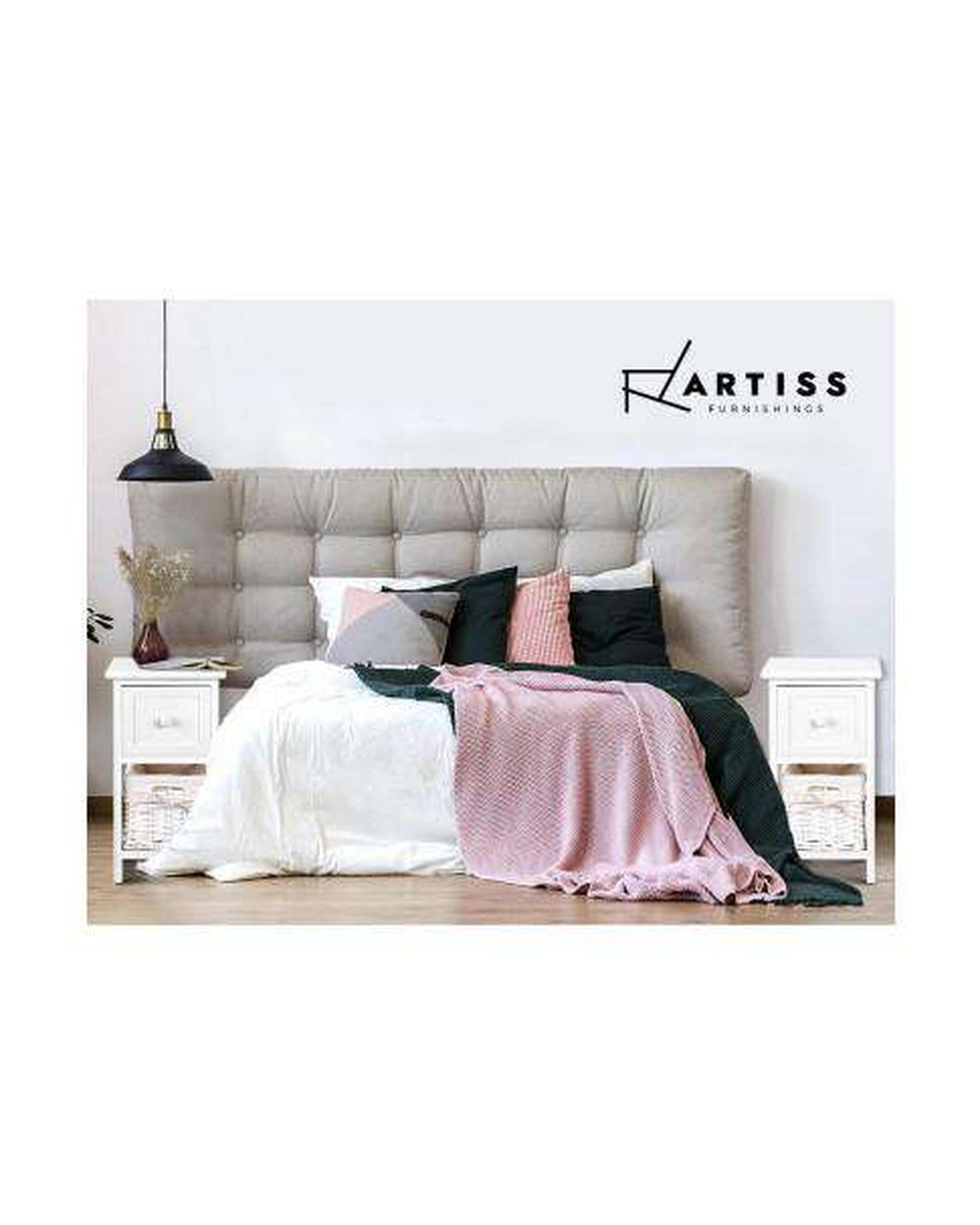 Twin Pack Budget Bedside Table - White Artiss