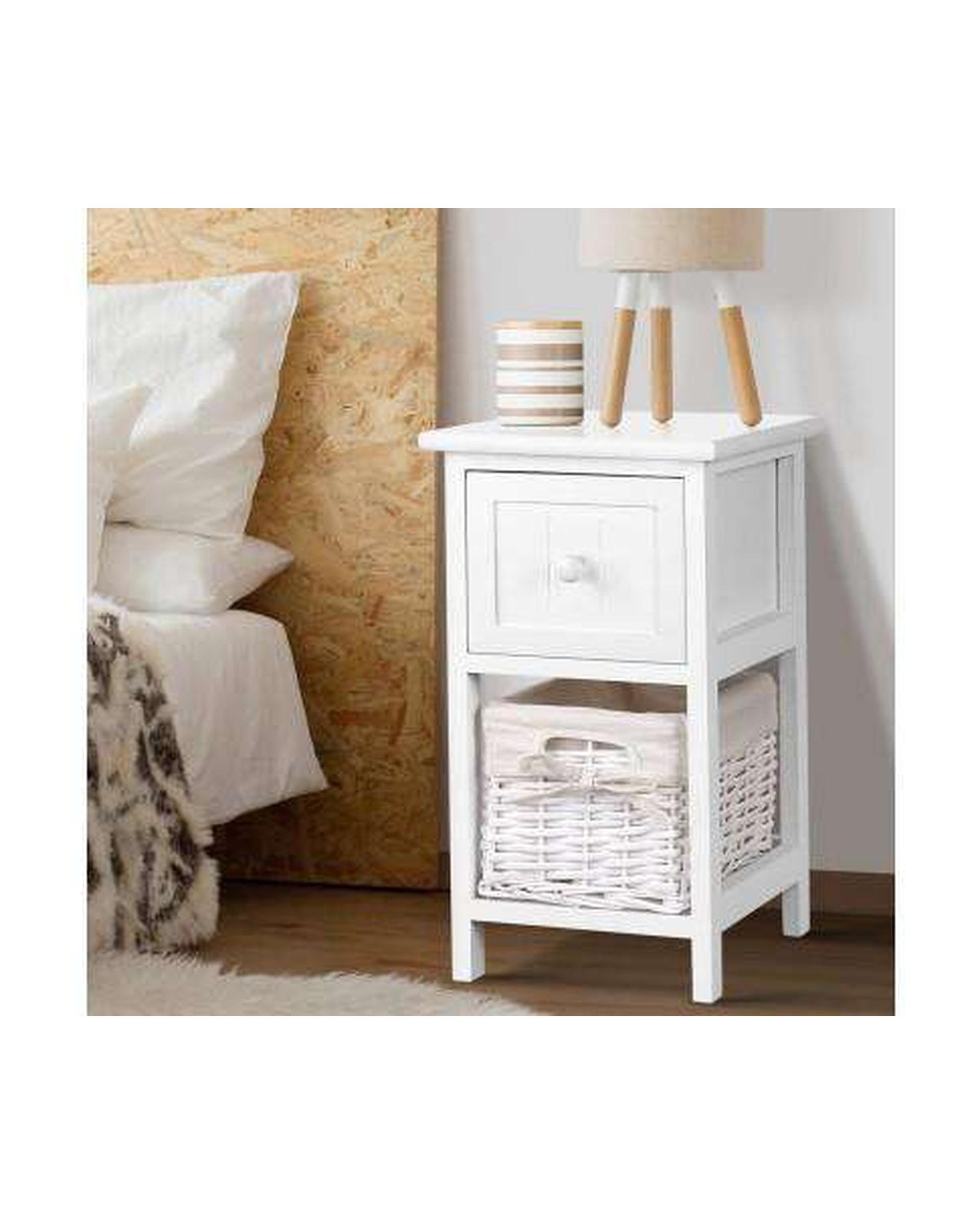 Twin Pack Budget Bedside Table - White Artiss