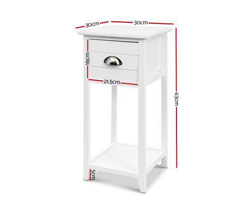Bedside Table Nightstand Drawer Storage Cabinet Lamp Side Shelf White Artiss
