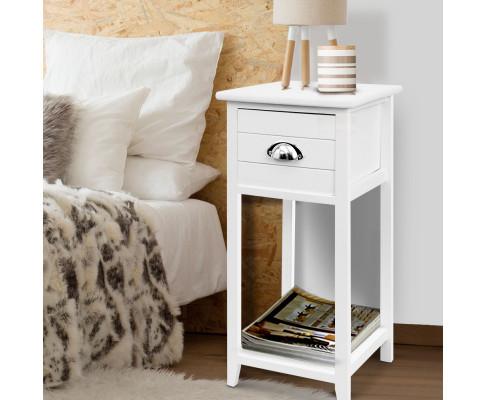 Bedside Table Nightstand Drawer Storage Cabinet Lamp Side Shelf White Artiss
