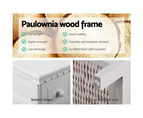 3 Basket Storage Drawers - White Artiss