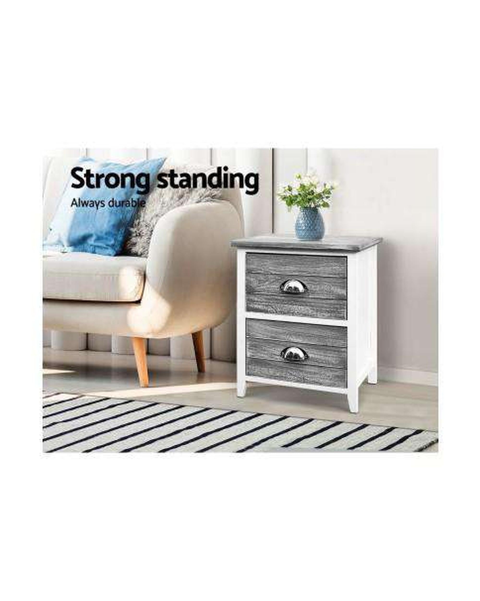 Two Bedside Table - Grey Artiss