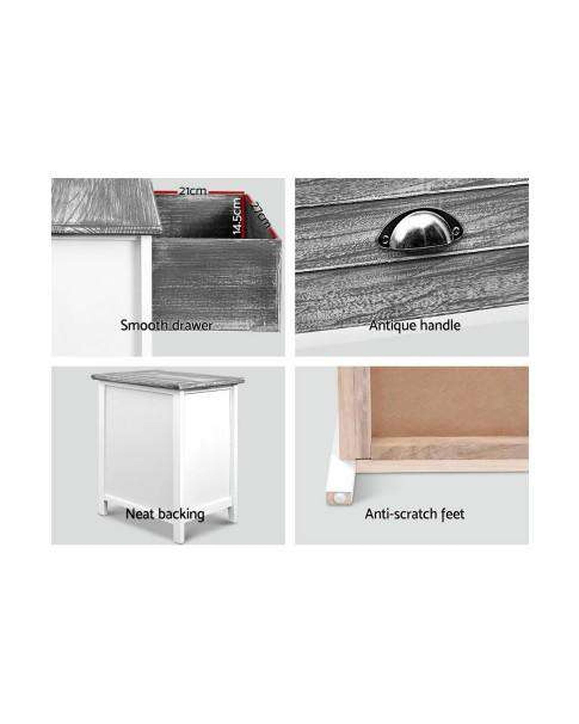 Two Bedside Table - Grey Artiss