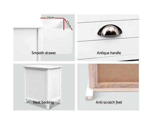 Twin Pack Bedside Table Two Drawers - White Artiss