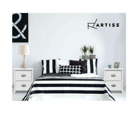 Twin Pack Bedside Table Two Drawers - White Artiss