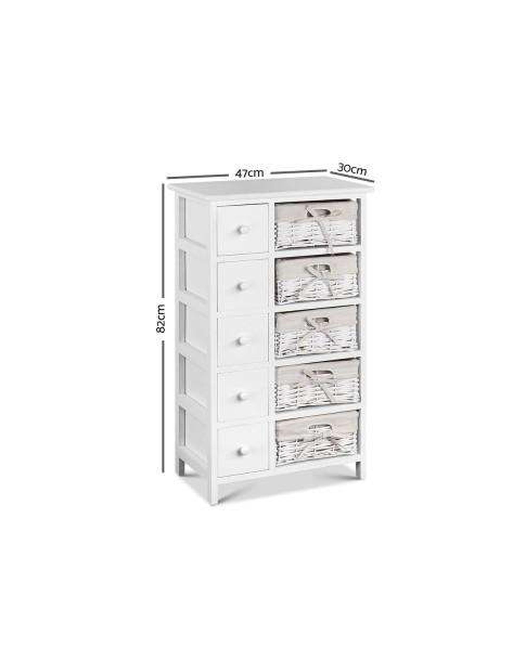 Five Basket Storage Drawers - White Artiss