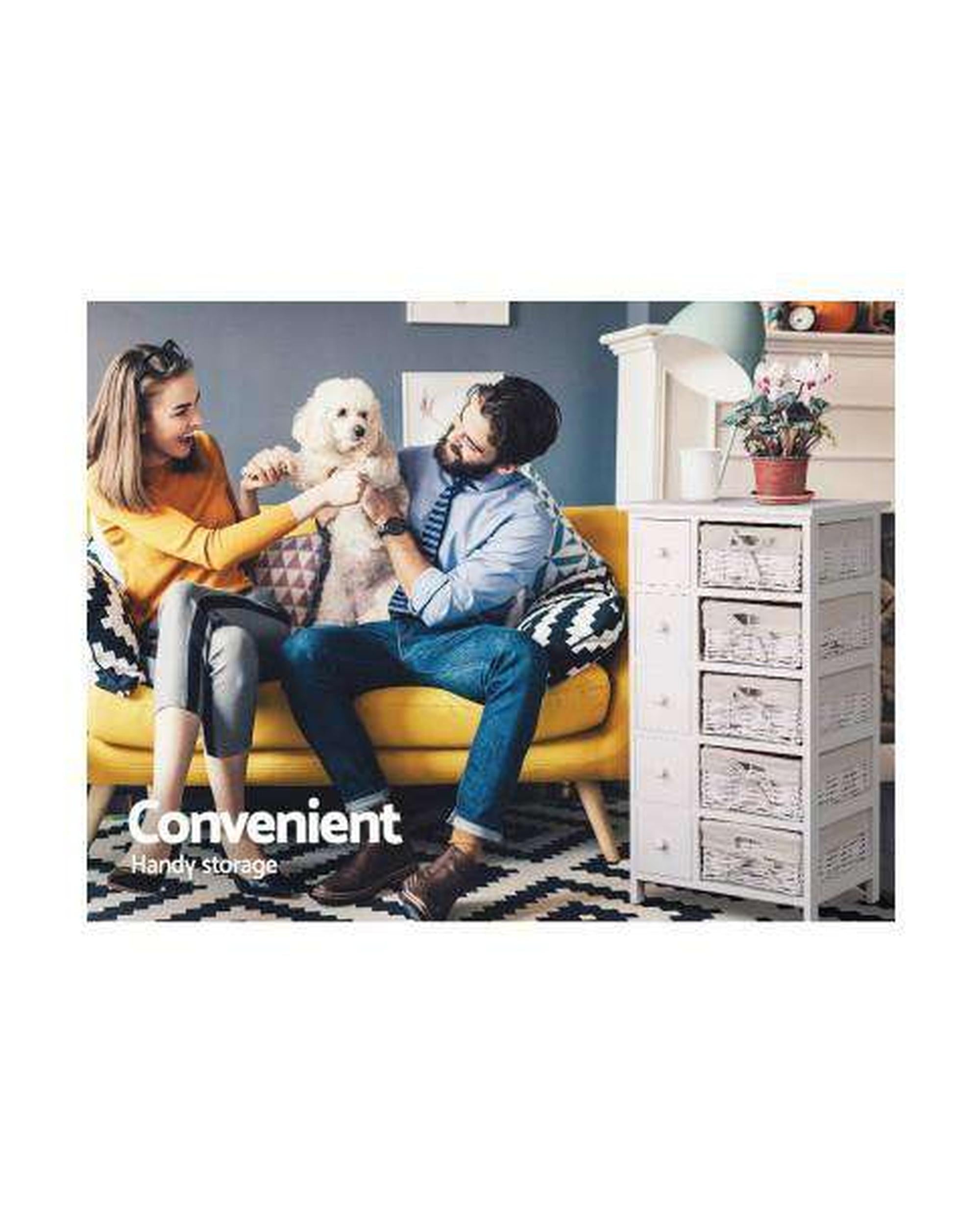 Five Basket Storage Drawers - White Artiss