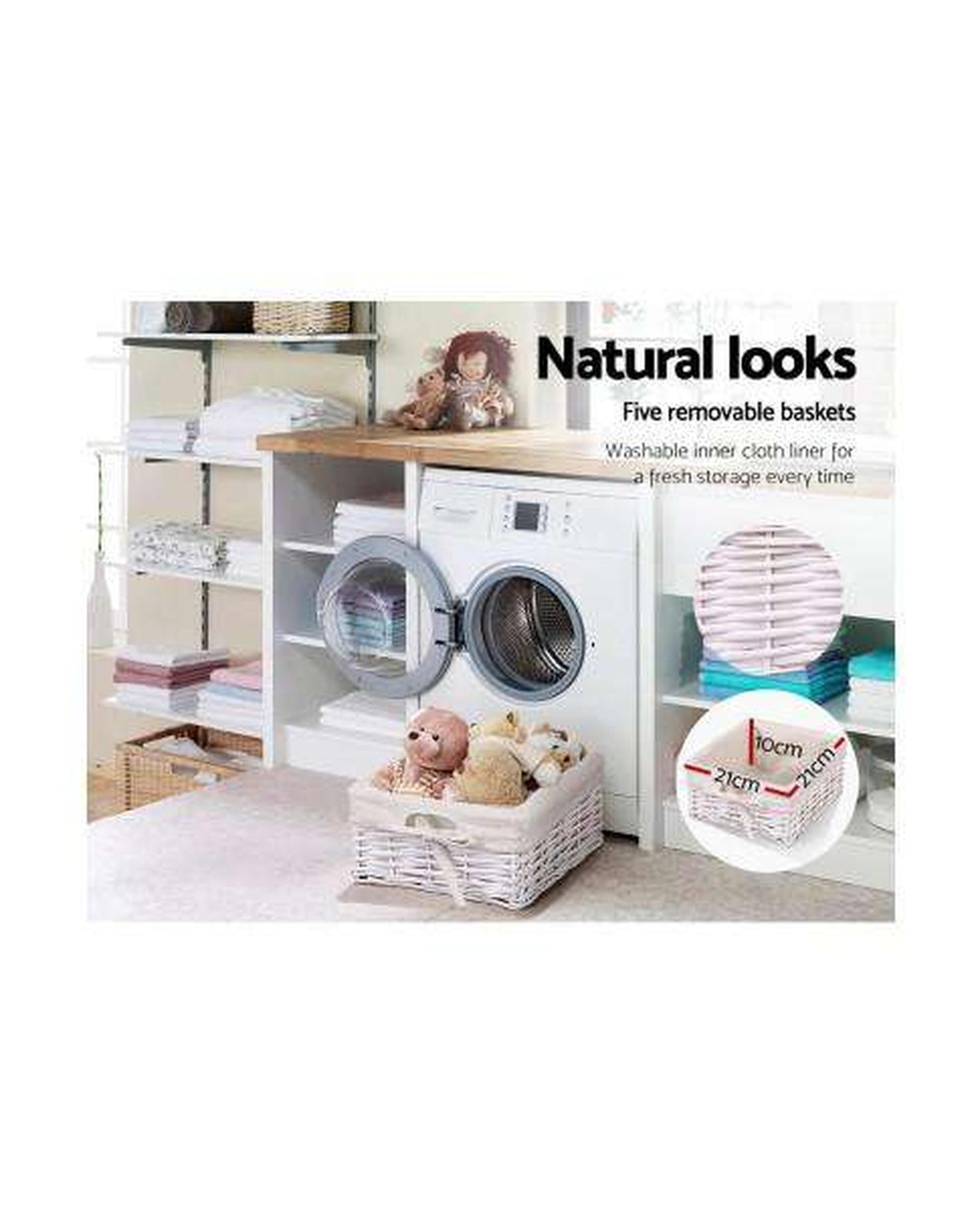 Five Basket Storage Drawers - White Artiss
