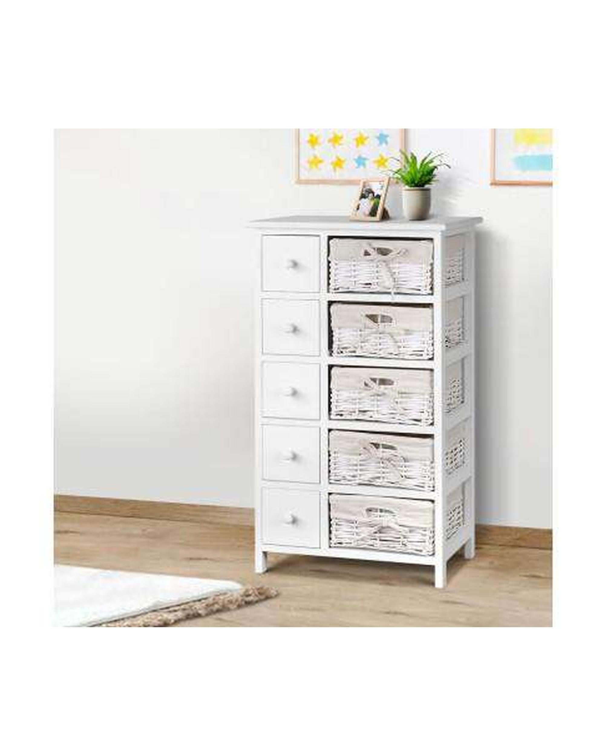 Five Basket Storage Drawers - White Artiss
