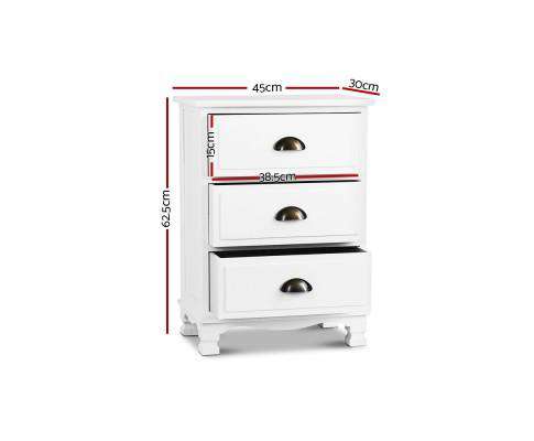 Vintage Bedside Table - White Artiss