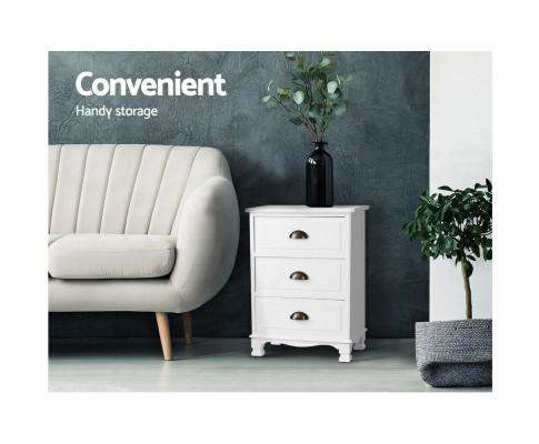 Vintage Bedside Table - White Artiss