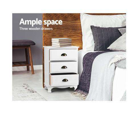 Vintage Bedside Table - White Artiss