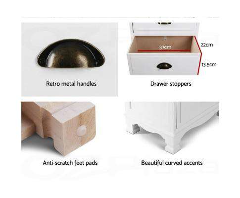 Vintage Bedside Table - White Artiss