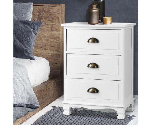 Vintage Bedside Table - White Artiss