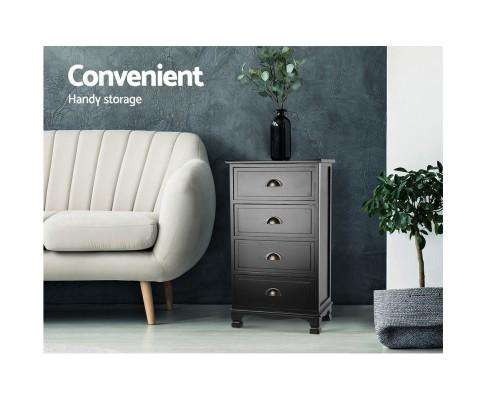 Vintage Bedside Table Chest Four Drawers Artiss