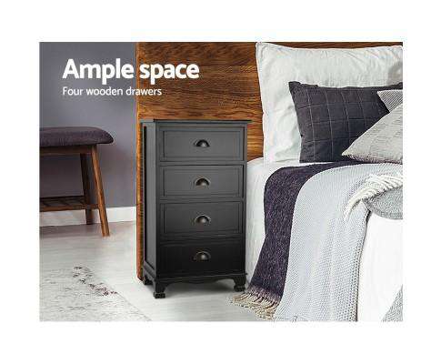 Vintage Bedside Table Chest Four Drawers Artiss