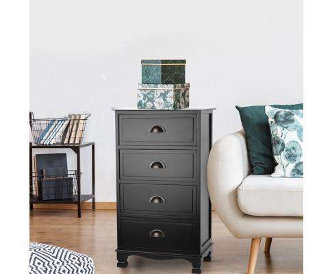 Vintage Bedside Table Chest Four Drawers Artiss