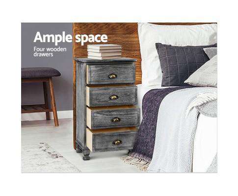 Bedside Table Vintage - Grey Artiss