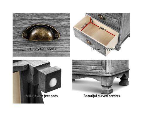 Bedside Table Vintage - Grey Artiss