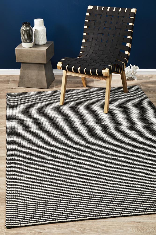 Studio Oskar Felted Wool Striped Rug Black White Rug Culture