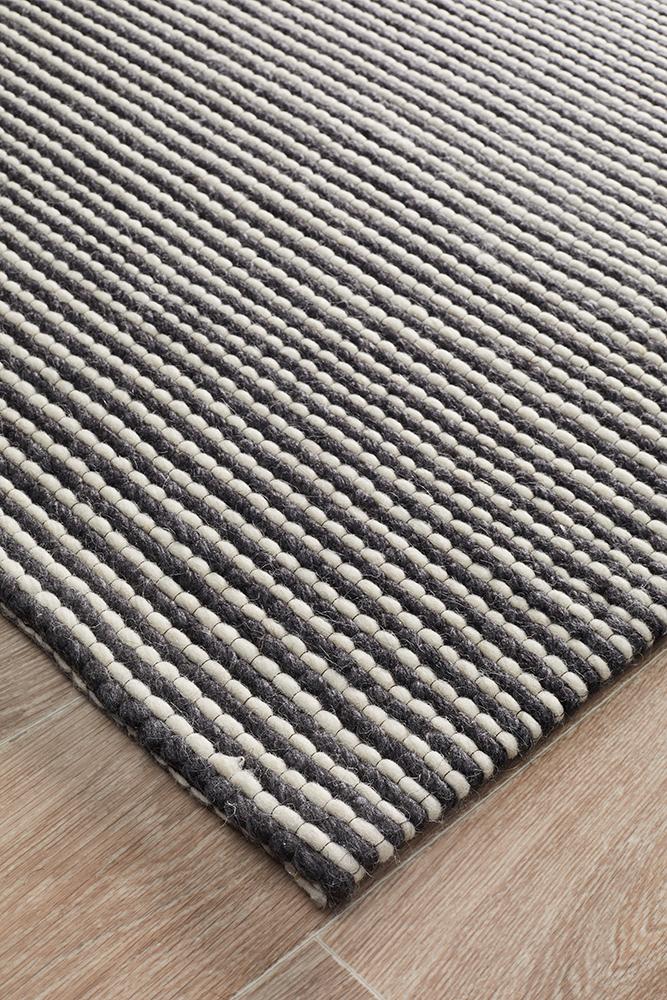 Studio Oskar Felted Wool Striped Rug Black White Rug Culture