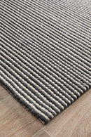 Studio Oskar Felted Wool Striped Rug Black White Rug Culture