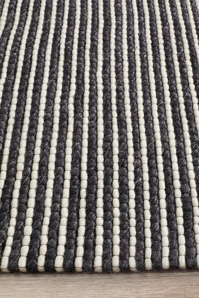 Studio Oskar Felted Wool Striped Rug Black White Rug Culture