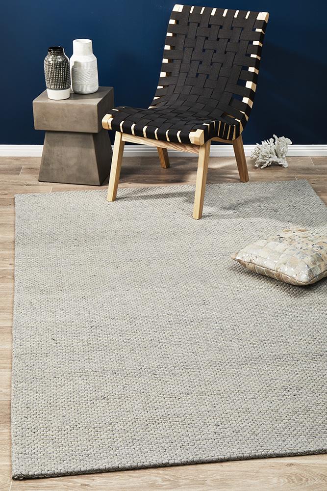 Studio Oskar Felted Wool Striped Rug Grey Rug Culture