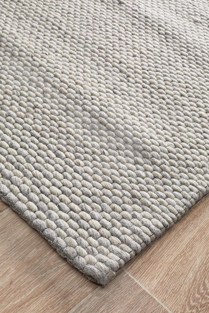 Studio Oskar Felted Wool Striped Rug Grey Rug Culture