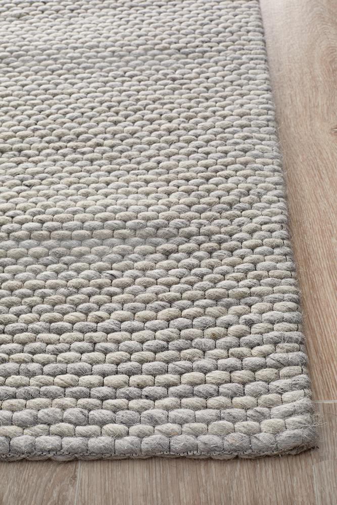 Studio Oskar Felted Wool Striped Rug Grey Rug Culture