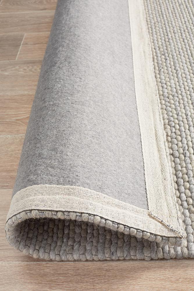 Studio Oskar Felted Wool Striped Rug Grey Rug Culture