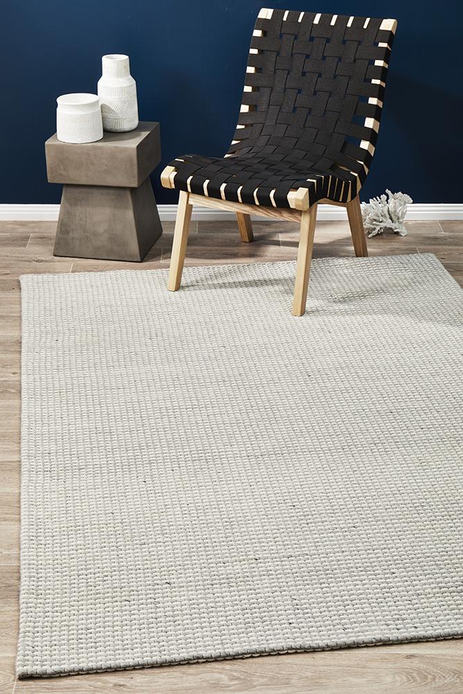 Studio Oskar Felted Wool Striped Rug Grey White Rug Culture