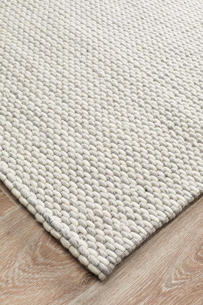 Studio Oskar Felted Wool Striped Rug Grey White Rug Culture
