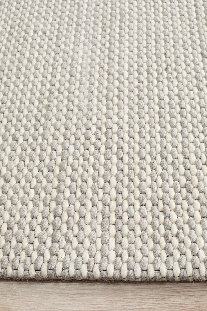 Studio Oskar Felted Wool Striped Rug Grey White Rug Culture