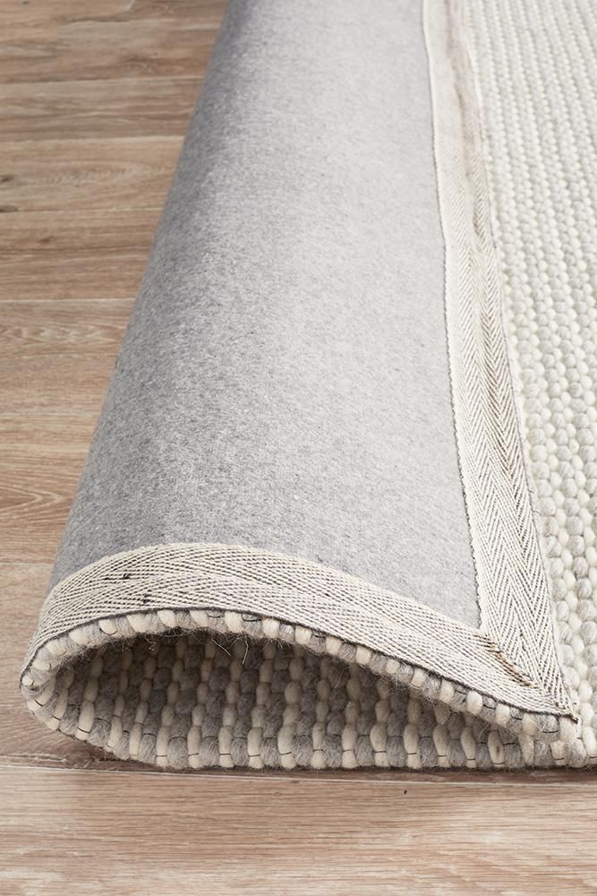 Studio Oskar Felted Wool Striped Rug Grey White Rug Culture