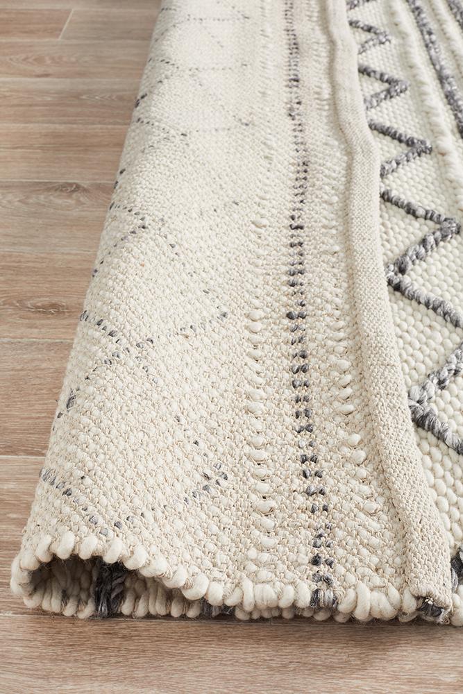Studio Milly Textured Woollen Rug White Grey Rug Culture