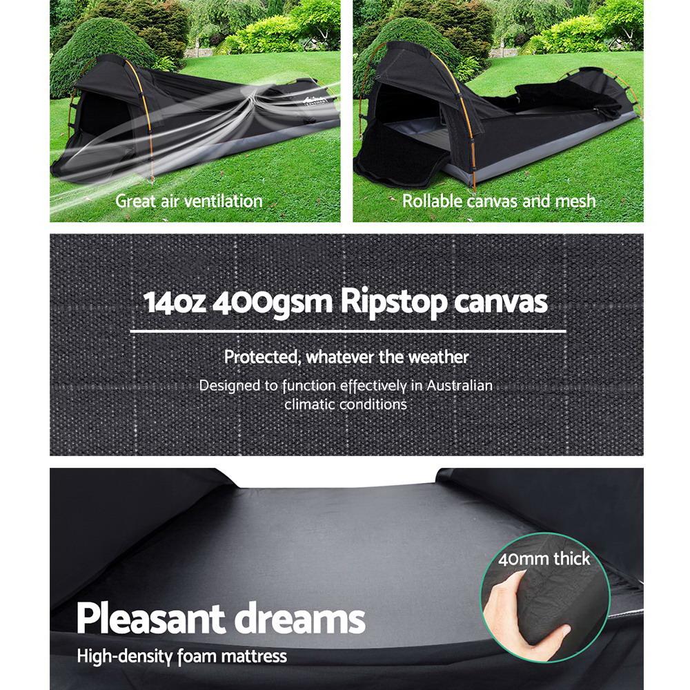 Camping Swags Single Biker Swag Grey Ripstop Canvas Weisshorn