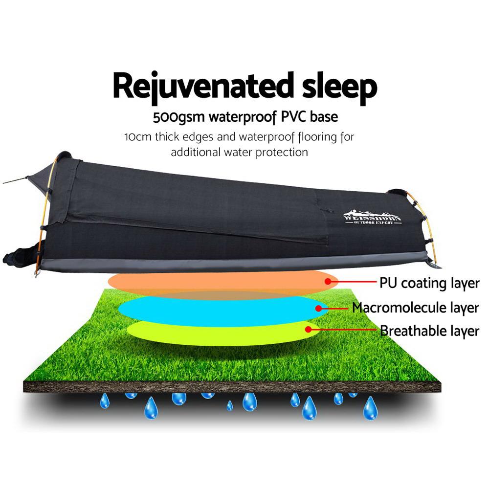 Camping Swags Single Biker Swag Grey Ripstop Canvas Weisshorn