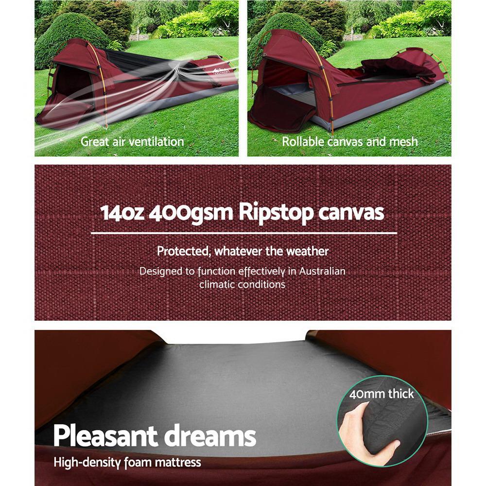 Biker Swag Camping Tent Single Canvas Swags Biking Hiking Beach Weisshorn