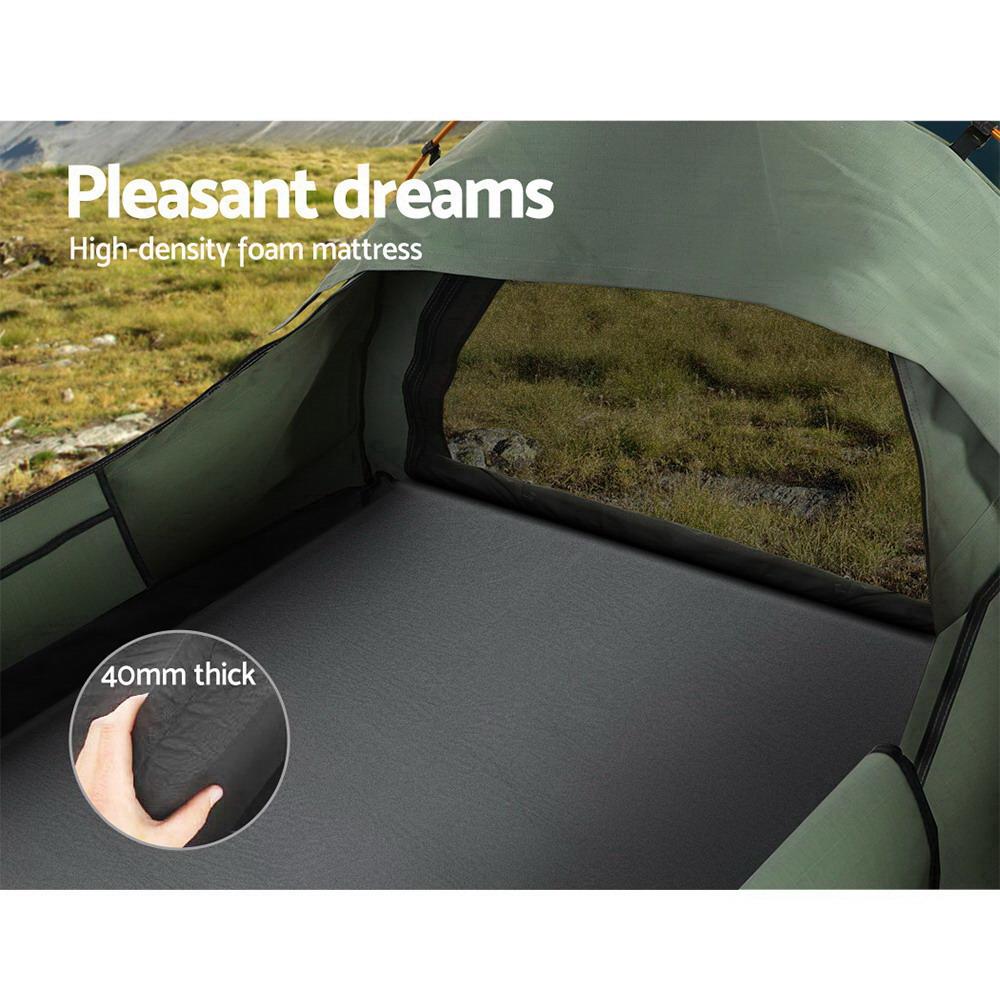 Double Swag Camping Swags Canvas Tent Deluxe Celadon With Mattress Weisshorn