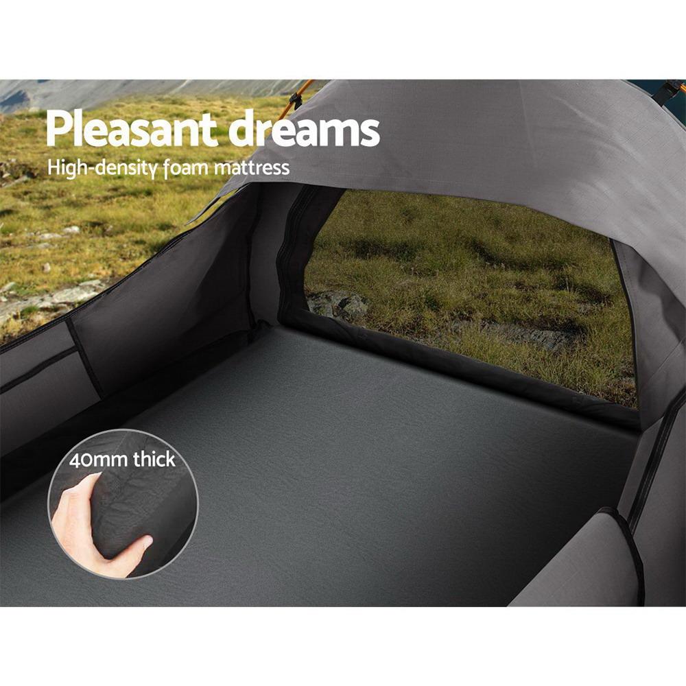 Double Swag Camping Swags Canvas Tent Deluxe Grey With Mattress Weisshorn