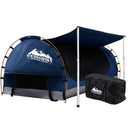 Double Swag Camping Swags Canvas Free Standing Dome Tent Dark Blue with 7CM Mattress Weisshorn