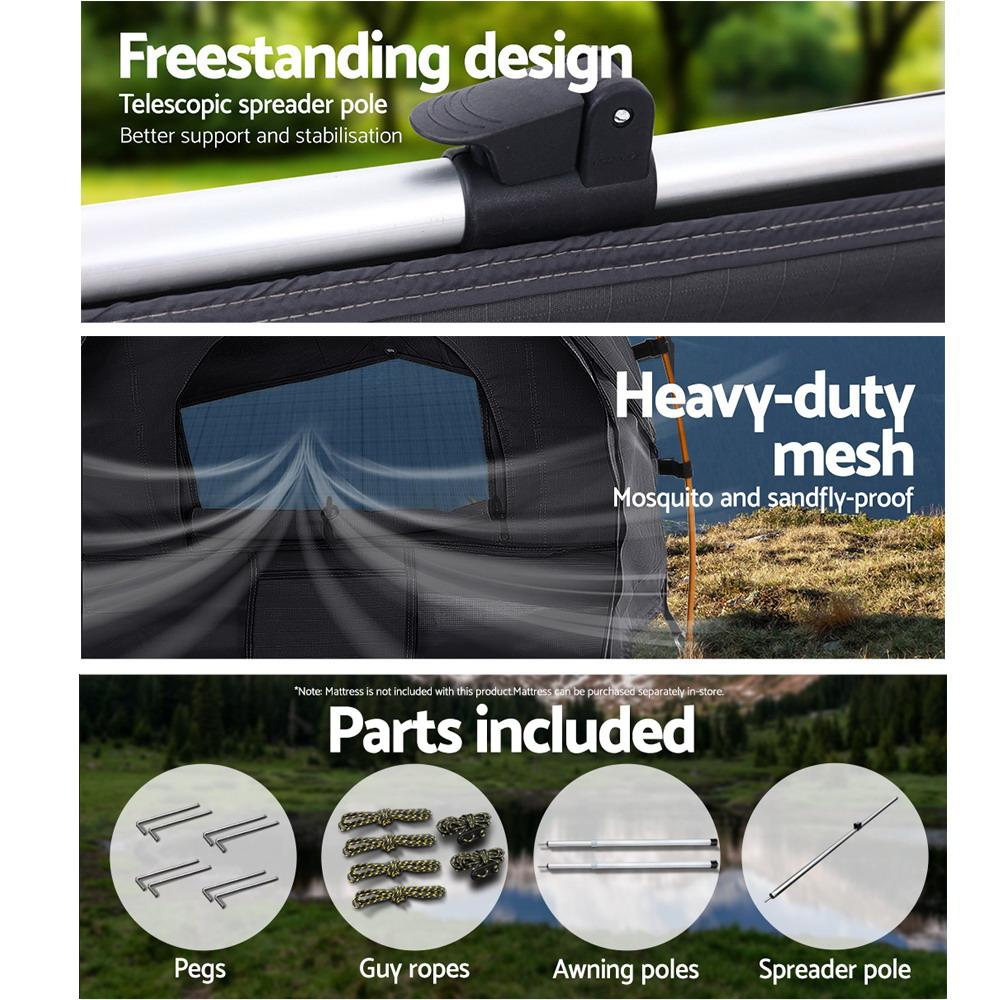 Double Swag Camping Swags Canvas Free Standing Dome Tent Dark Grey Weisshorn